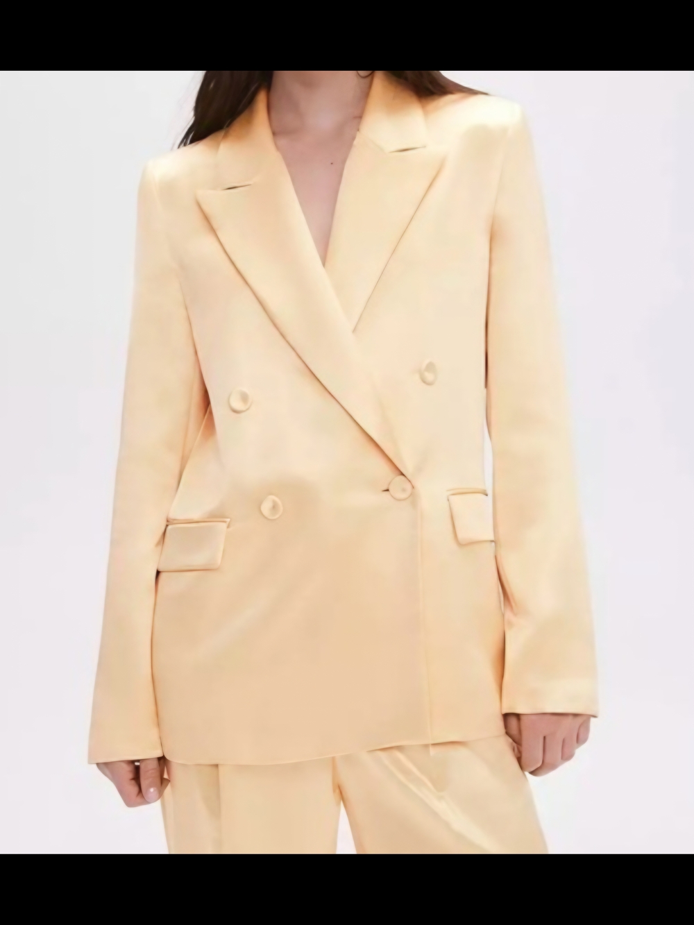 Mango Double-Breasted Soft Butter Coloured Blazer